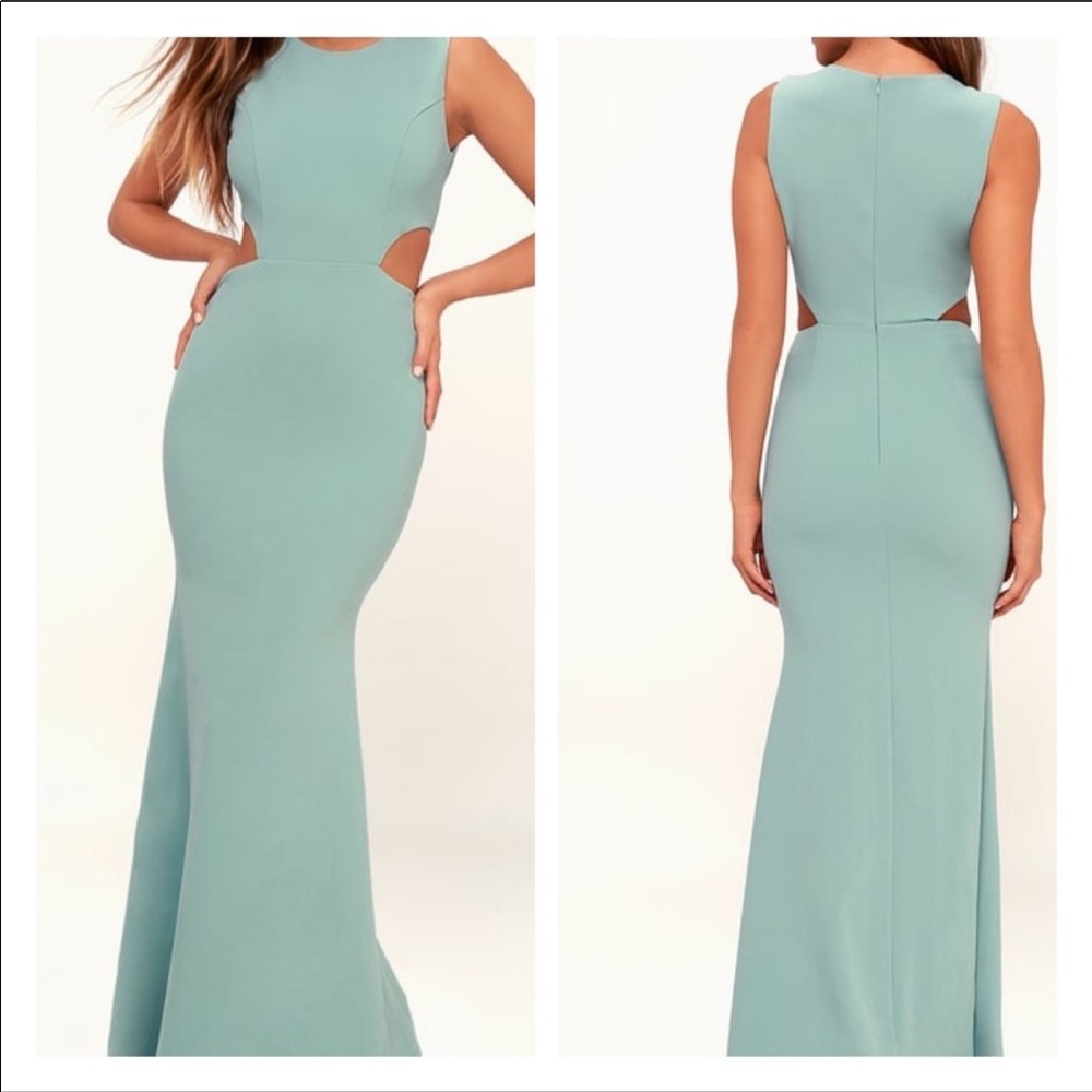 Utterly Smitten dusty sage cut out maxi